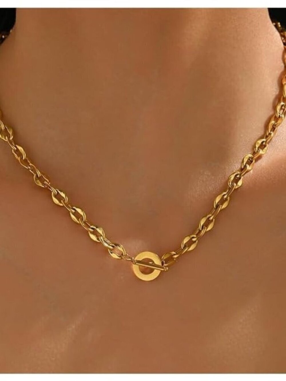 🆕 Women Gold Toggle Bar Clasp Chain Necklace Dainty Choker Stainless Jewelry